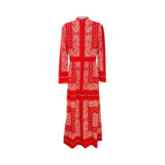 Vintage 70s Carlye Bandana Print Maxi Dress Boho Western Prairie Red  Festival - threedaughtersproperties.com